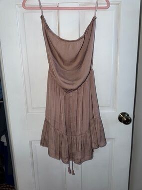 Naked Zebra Dusty Mauve Spaghetti-Strap Tiered Mini Dress